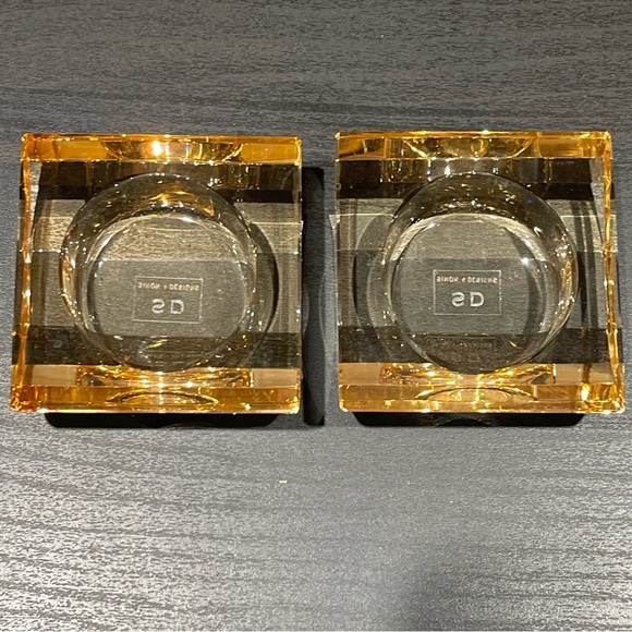 Simon Designs Design Amber Shimmer Tea Light Candle Holder Jewel Crystal EUC - Picture 5 of 10